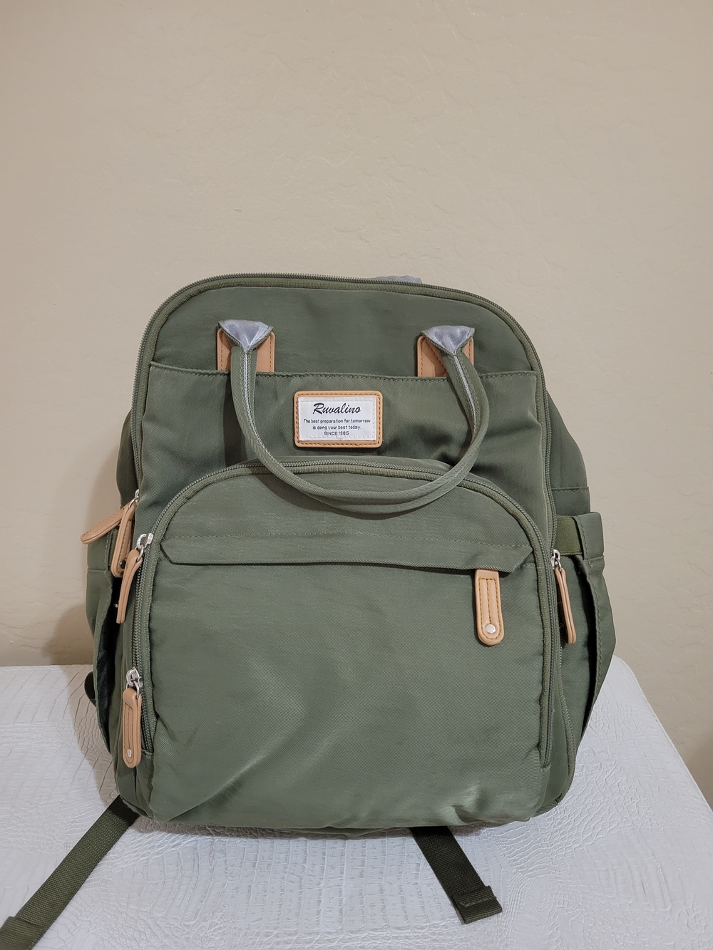Olive Green Canvas Backpack Tote for Men
